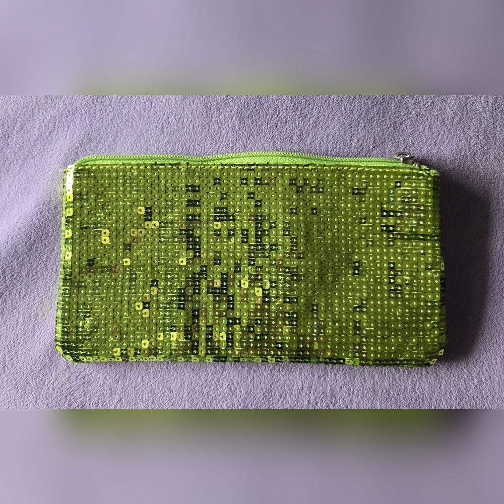 Sephora Green Sequin Zippered Pouch